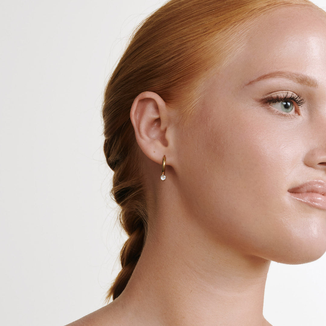 Oline - Crystal Hoop Earrings Stainless Steel