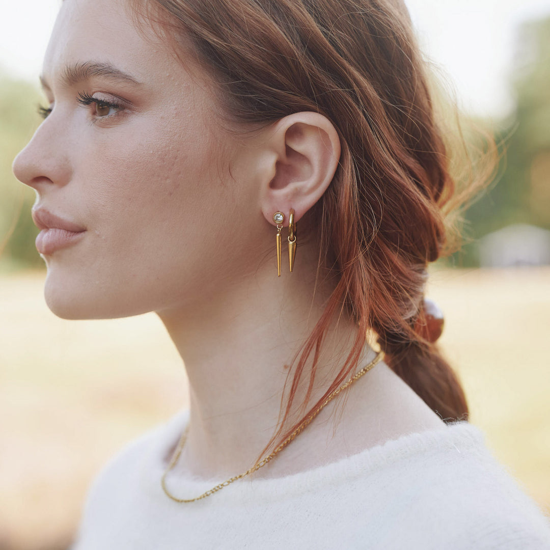 Pim - Pendientes de aro Spike de acero inoxidable