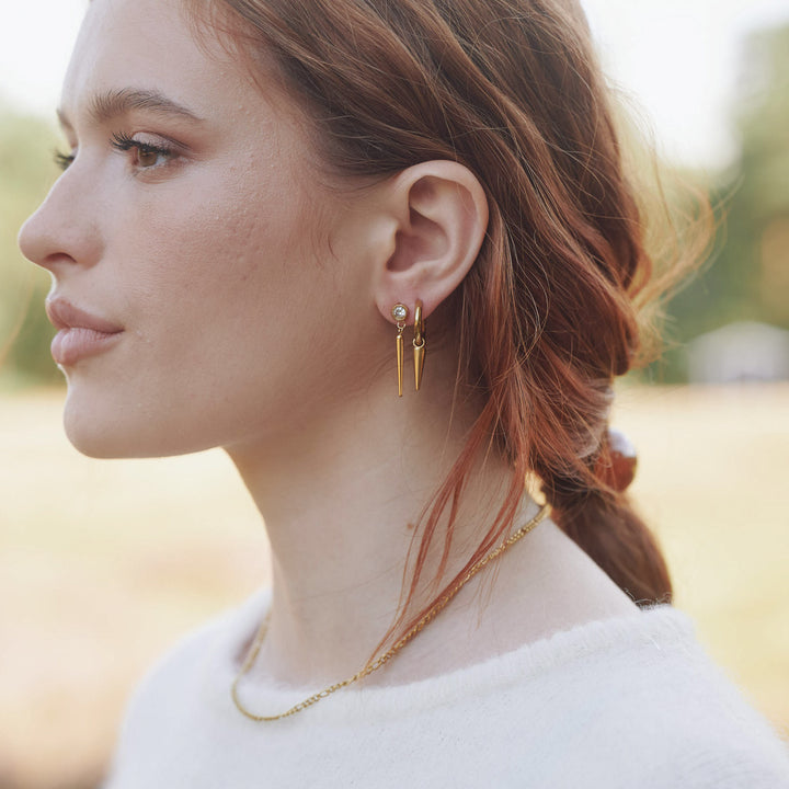 Pim - Pendientes de aro Spike de acero inoxidable