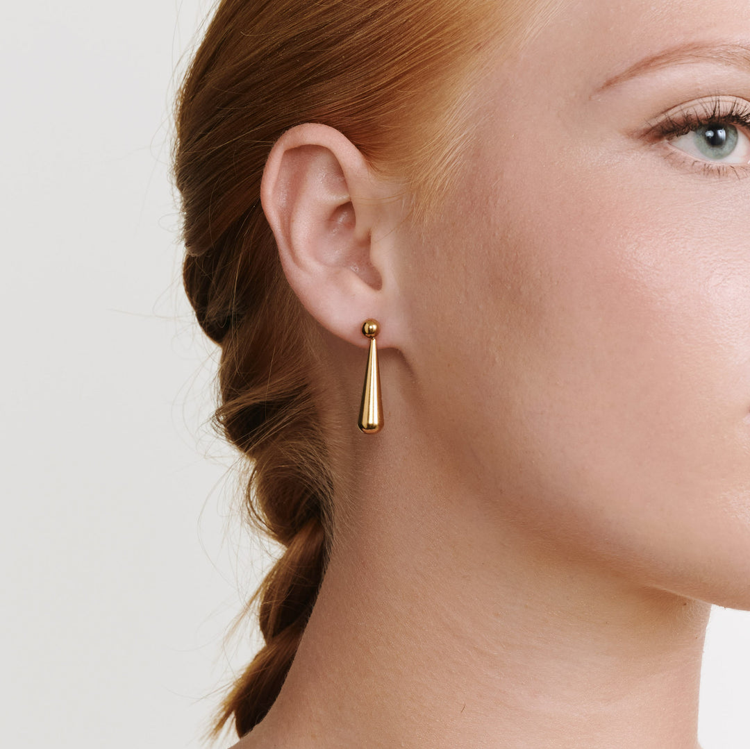 Alida - Pendientes de botón colgantes de acero inoxidable