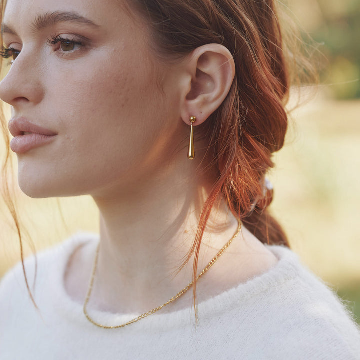 Alida - Pendientes de botón colgantes de acero inoxidable