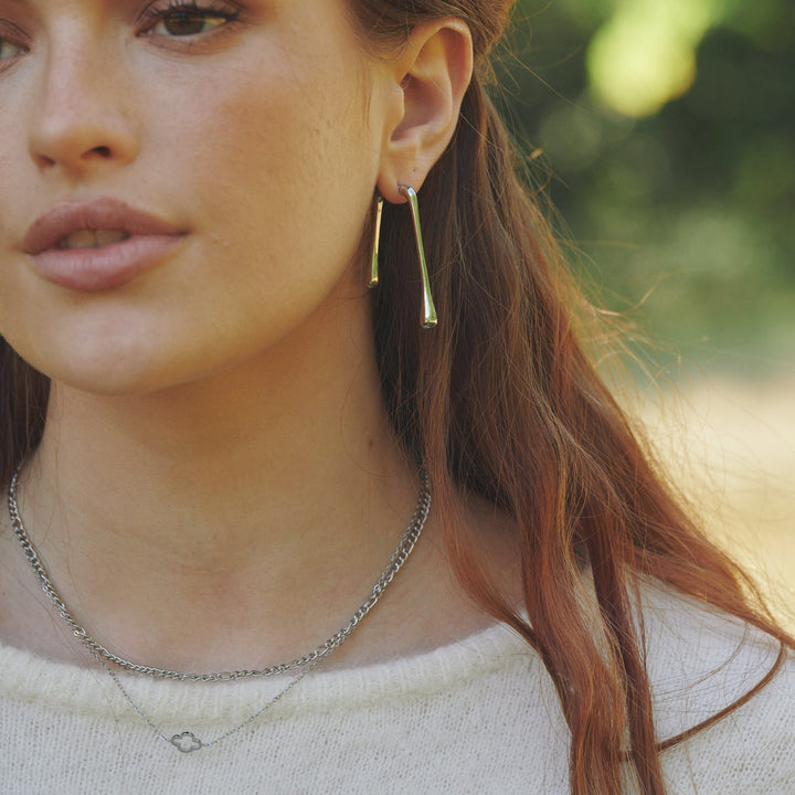 Corinne - Pendientes de barra colgante de acero inoxidable