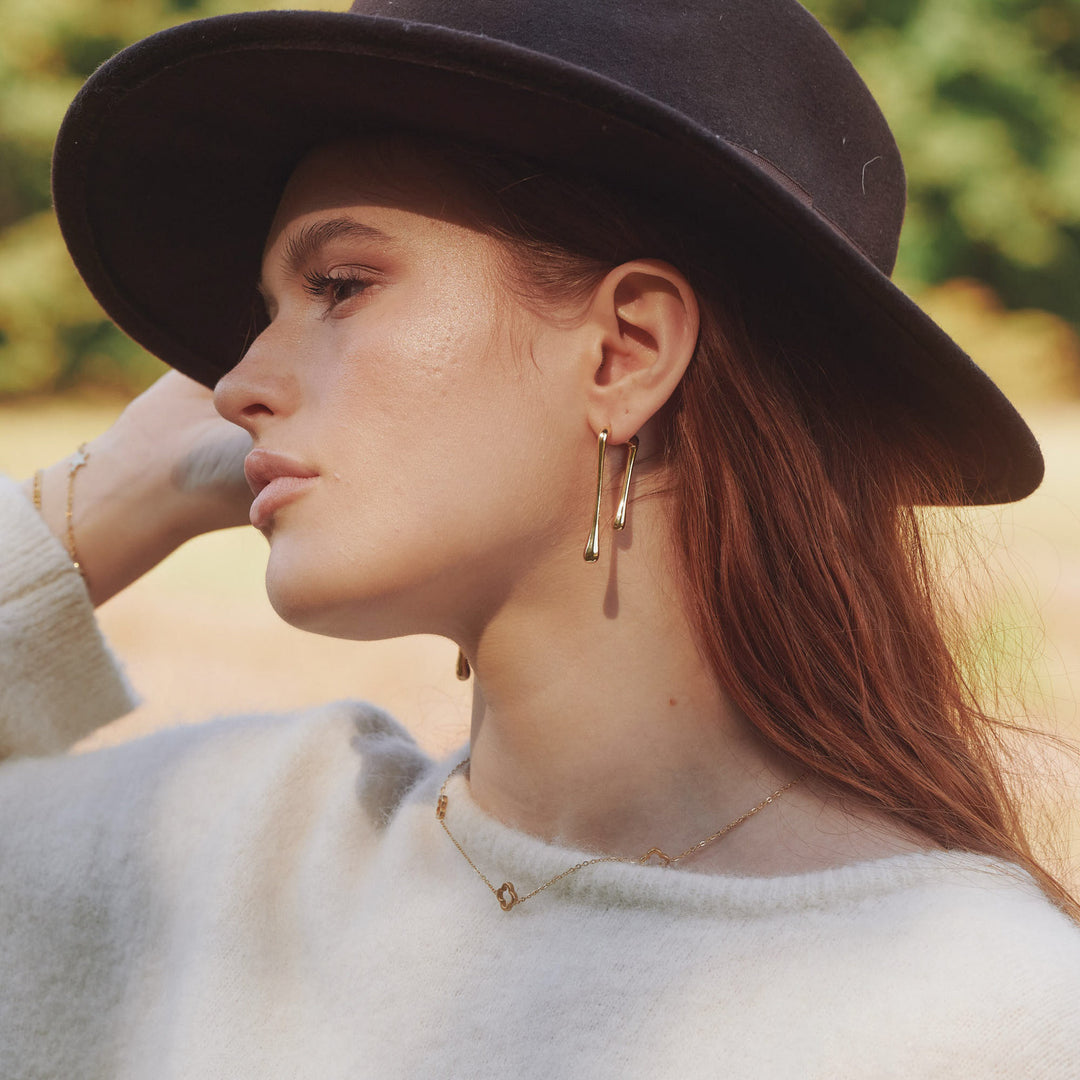 Corinne - Pendientes de barra colgante de acero inoxidable