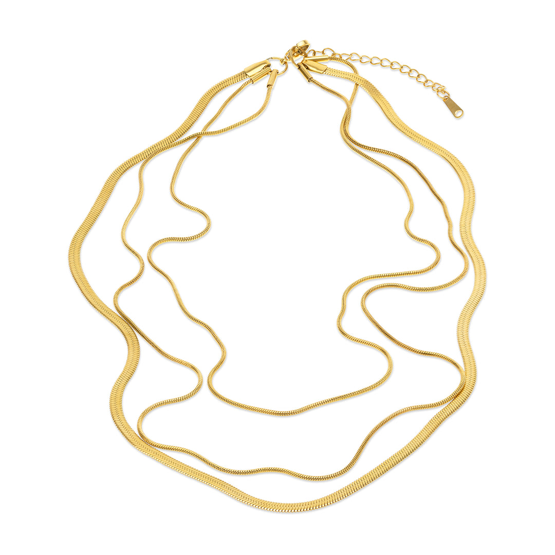 Matilde - Collar de triple cadena de acero inoxidable