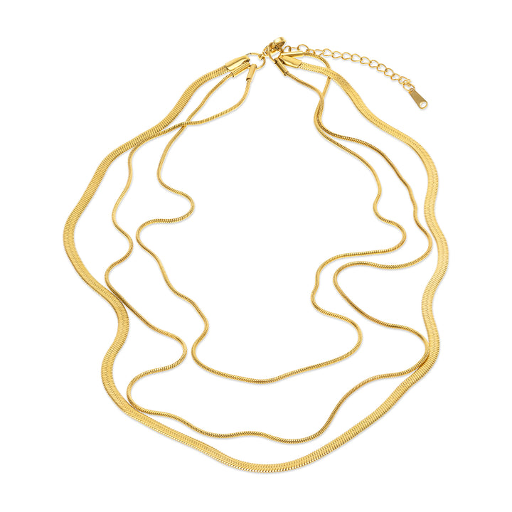 Matilde - Collar de triple cadena de acero inoxidable