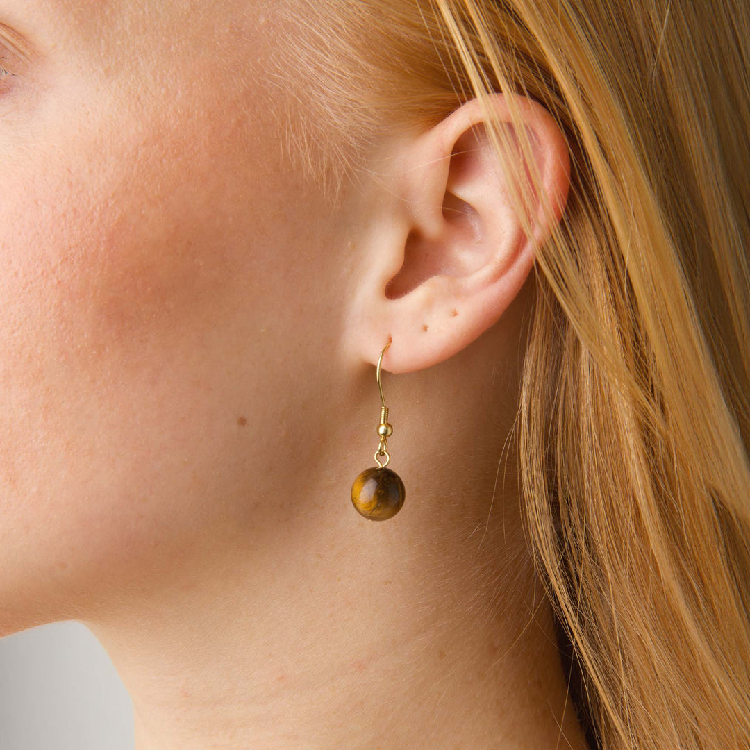 Birgit - Pendientes de Ojo de Tigre Acero Inoxidable