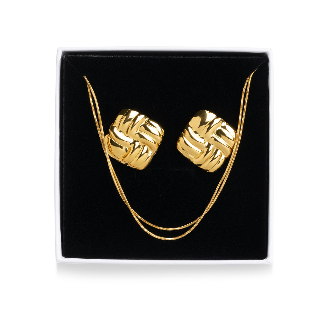 Conjunto elegante de collar y pendientes de acero inoxidable