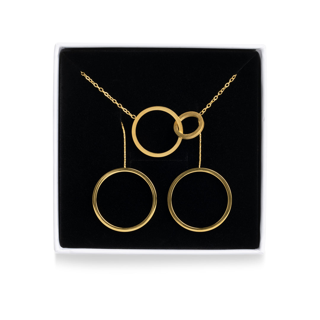 Conjunto de collar y pendientes de acero inoxidable Circle
