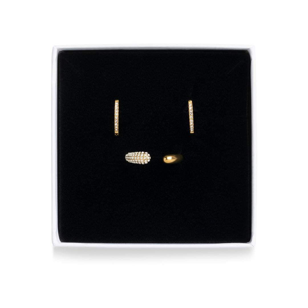 Crystal Earrings & Ring Set Stainless Steel