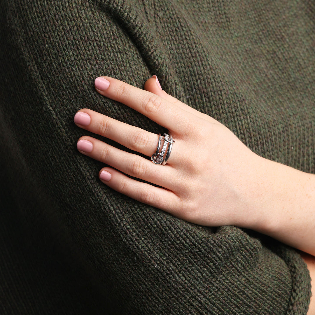 Ethel - Anillo Apilado de Cristal de Acero Inoxidable