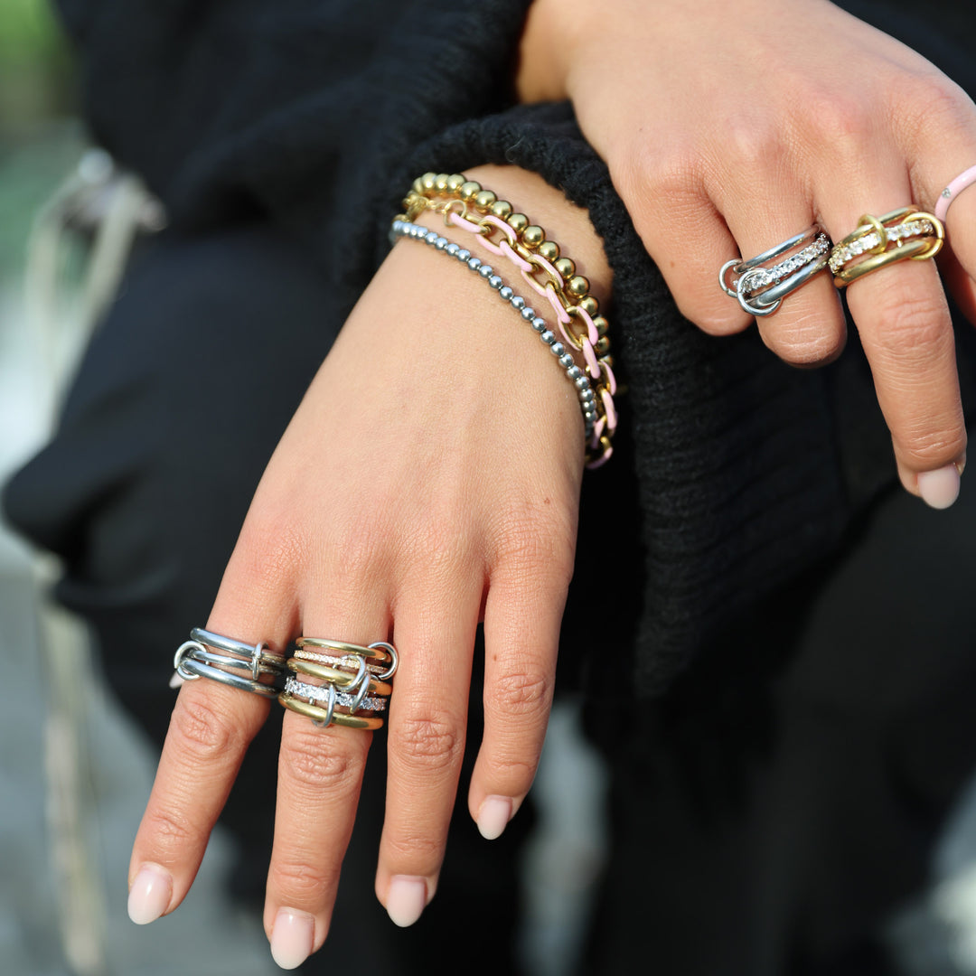 Ethel - Anillo Apilado de Cristal de Acero Inoxidable