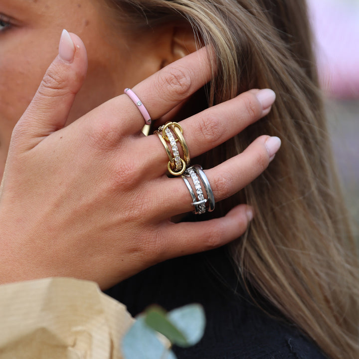 Ethel - Anillo Apilado de Cristal de Acero Inoxidable