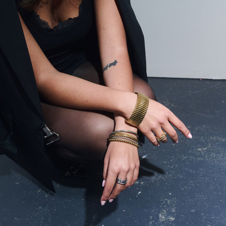 Ethel - Anillo Apilado de Cristal de Acero Inoxidable