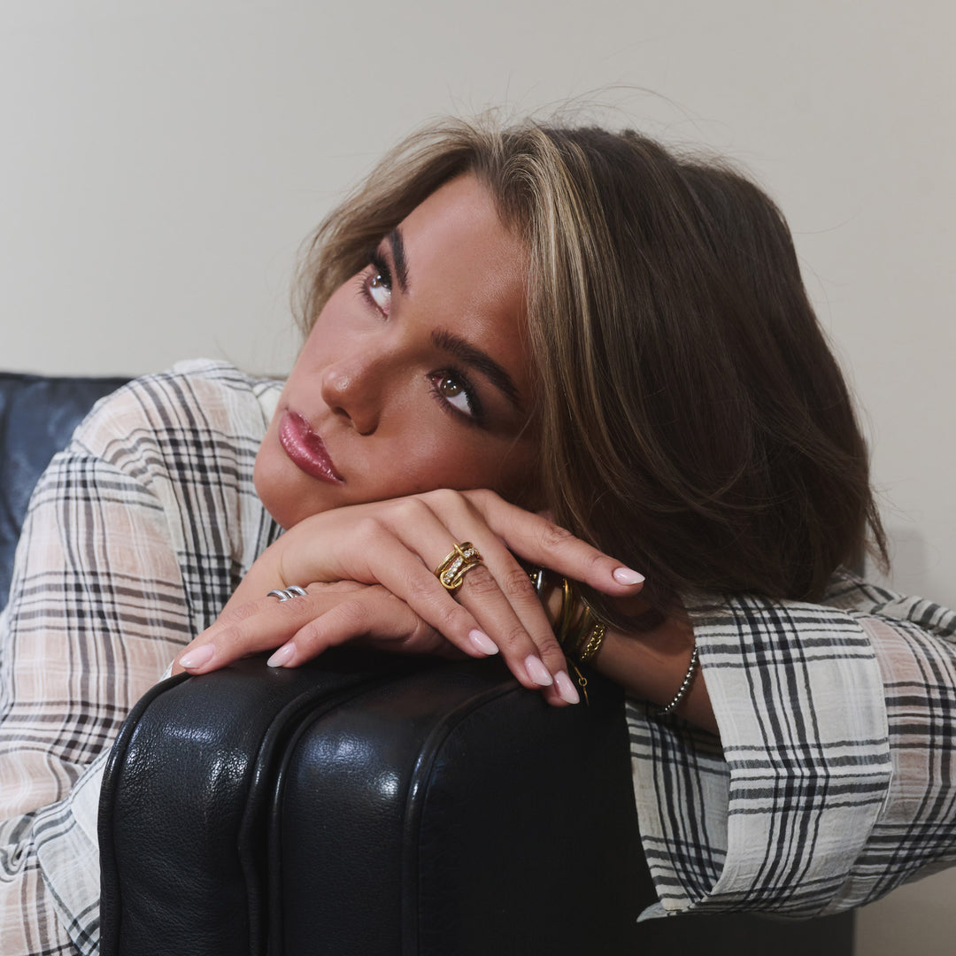 Ethel - Anillo Apilado de Cristal de Acero Inoxidable