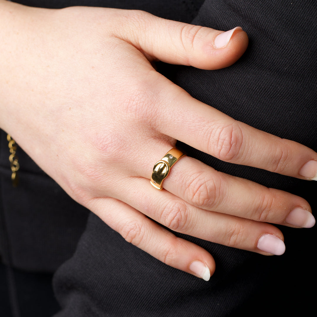 Ayla - Anillo de Oro de Acero Inoxidable