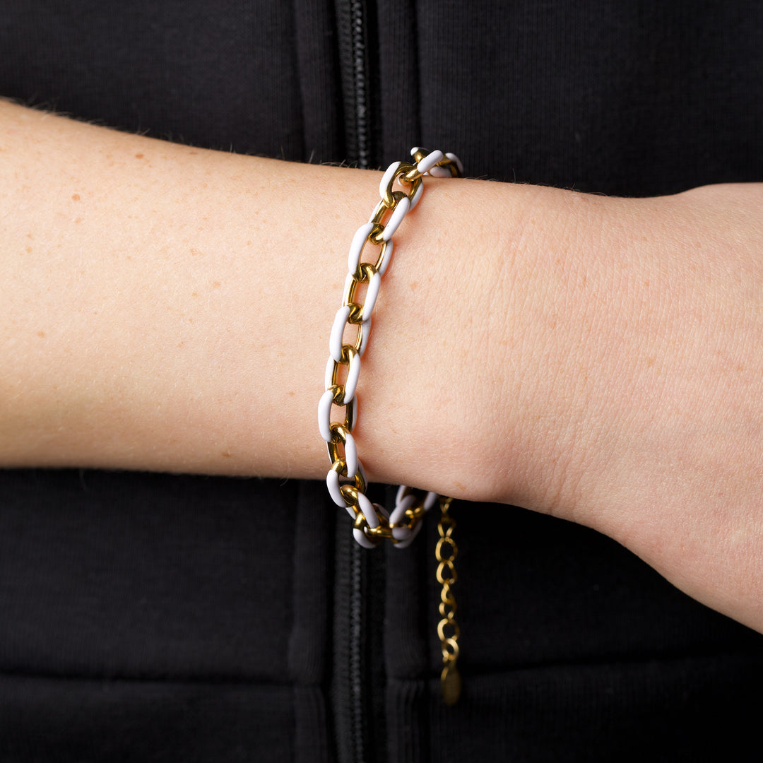 Ines - Pulsera de eslabones colorida de acero inoxidable