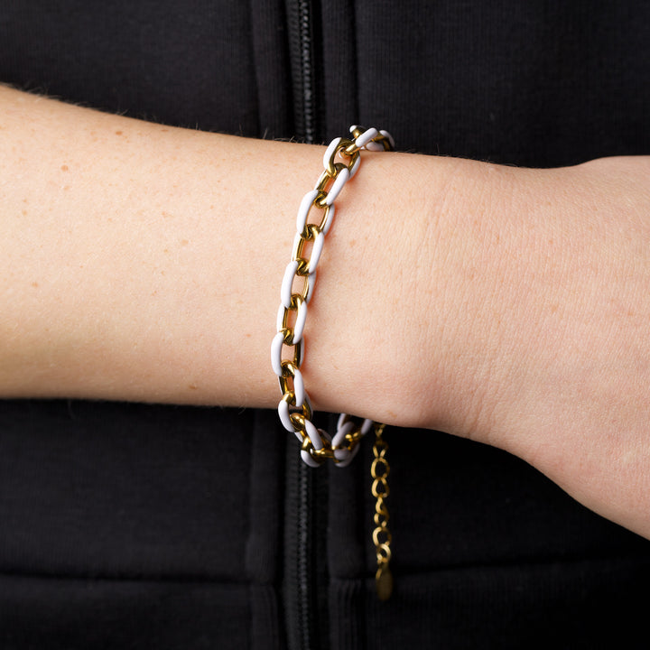 Ines - Pulsera de eslabones colorida de acero inoxidable