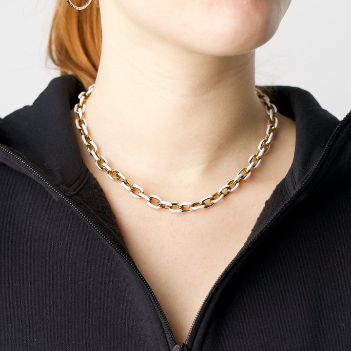 Ines - Collar de eslabones coloridos de acero inoxidable