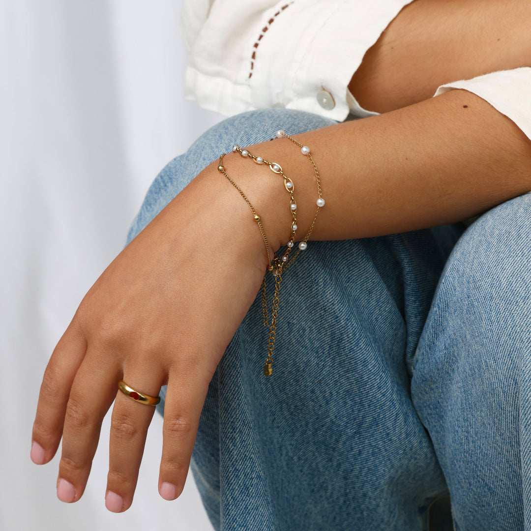 Nanna - Pearl Chain Bracelet Stainless Steel