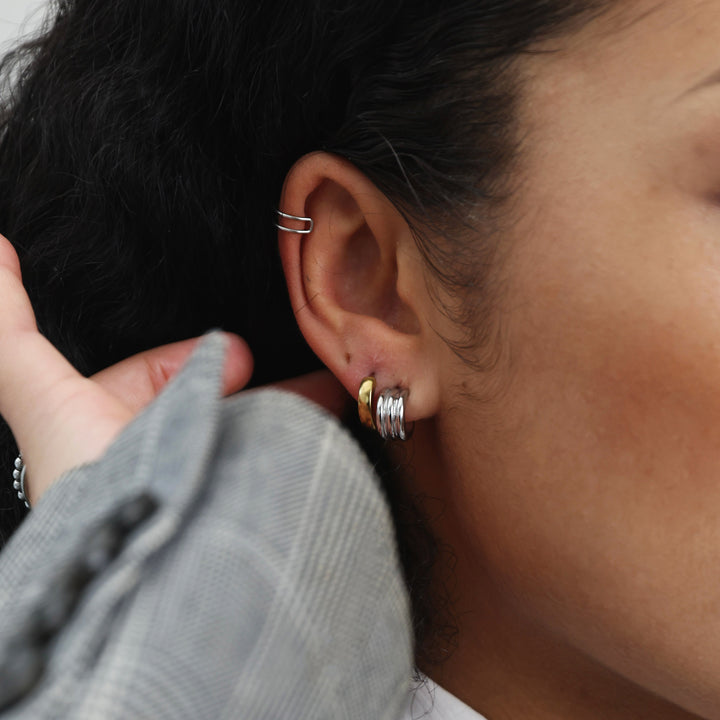 Adela - Pendientes de aro elegantes de acero inoxidable