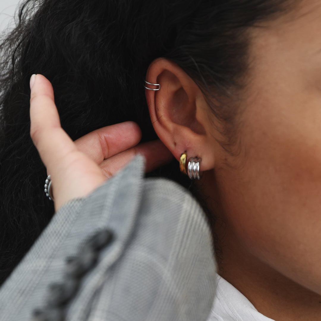 Adela - Pendientes de aro elegantes de acero inoxidable