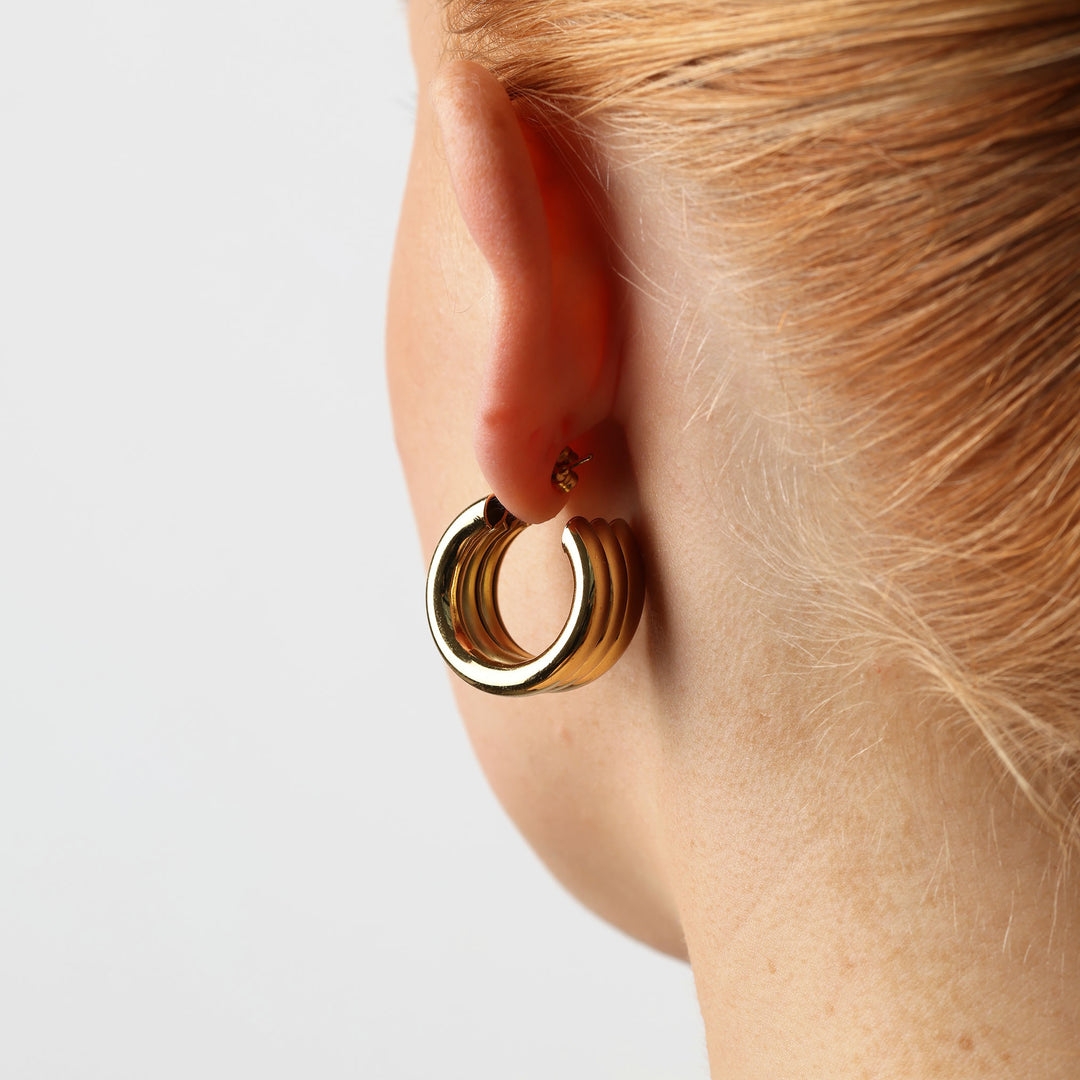 Liv - Pendientes de botón multicapa de acero inoxidable