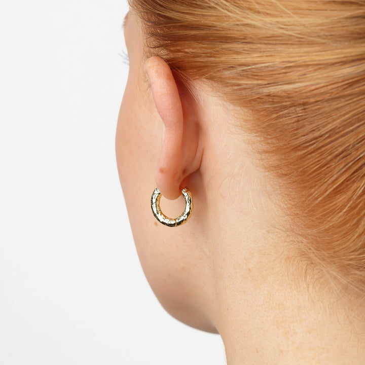 Hildur - Pendientes de aro orgánicos de acero inoxidable