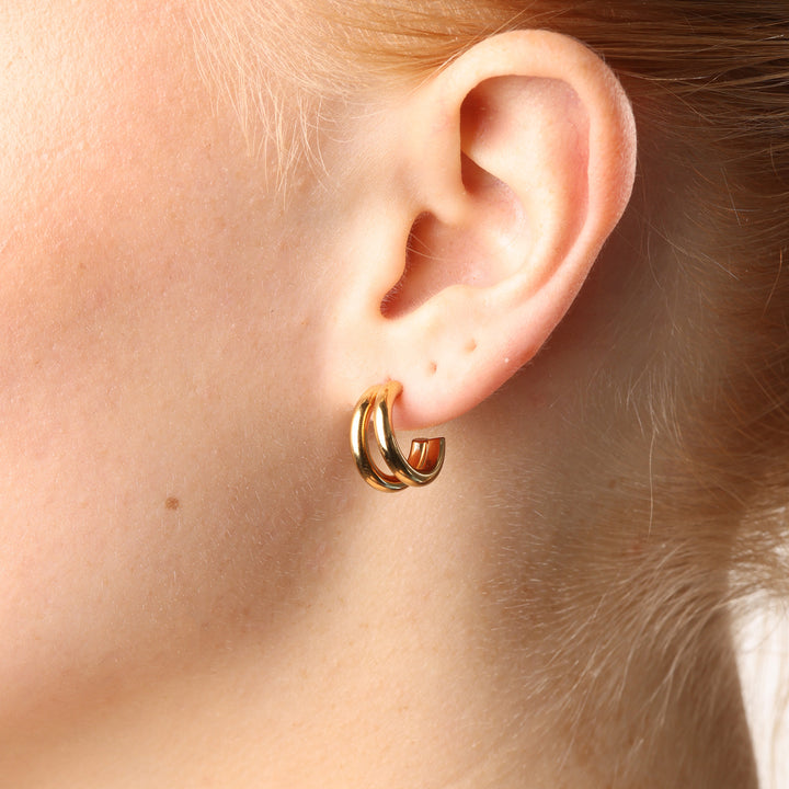 Heylin - Pendientes de aro doble de acero inoxidable