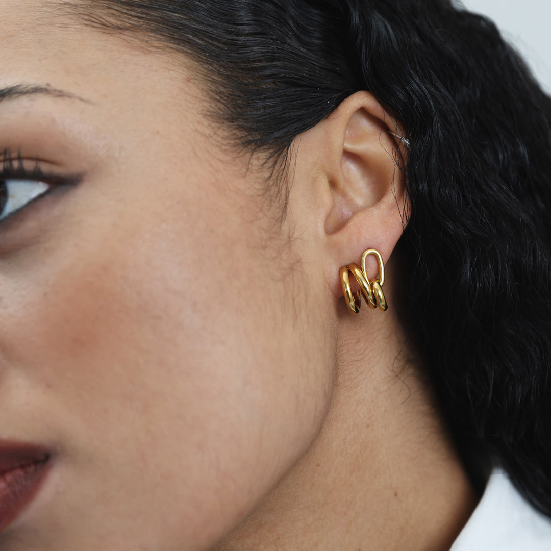 Heylin - Pendientes de aro doble de acero inoxidable