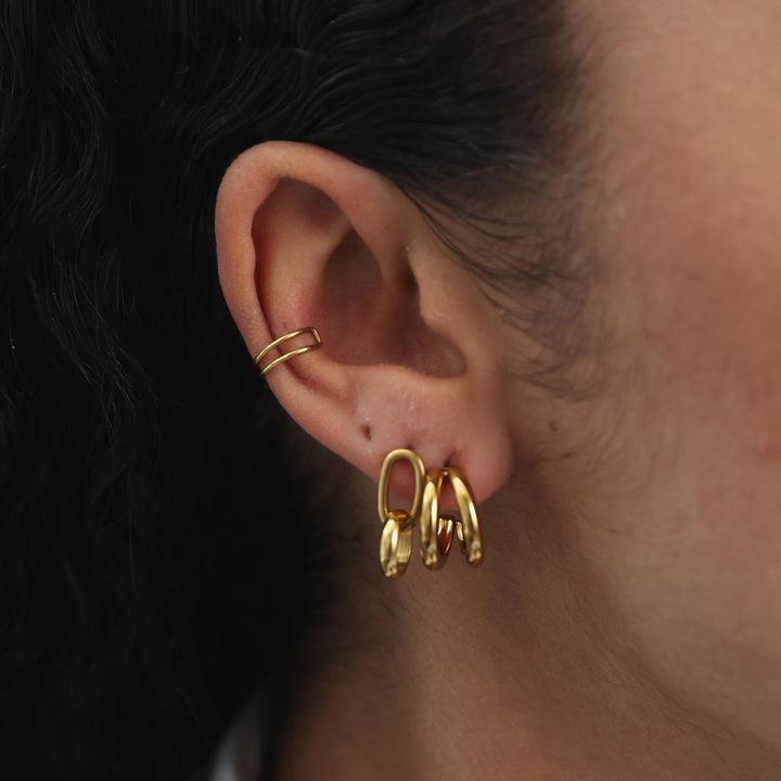 Heylin - Pendientes de aro doble de acero inoxidable