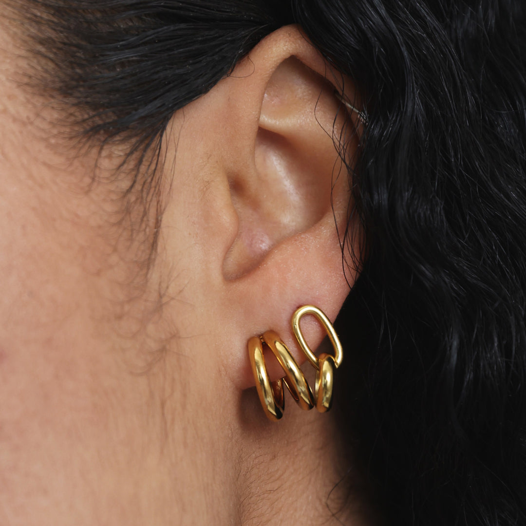 Heylin - Pendientes de aro doble de acero inoxidable