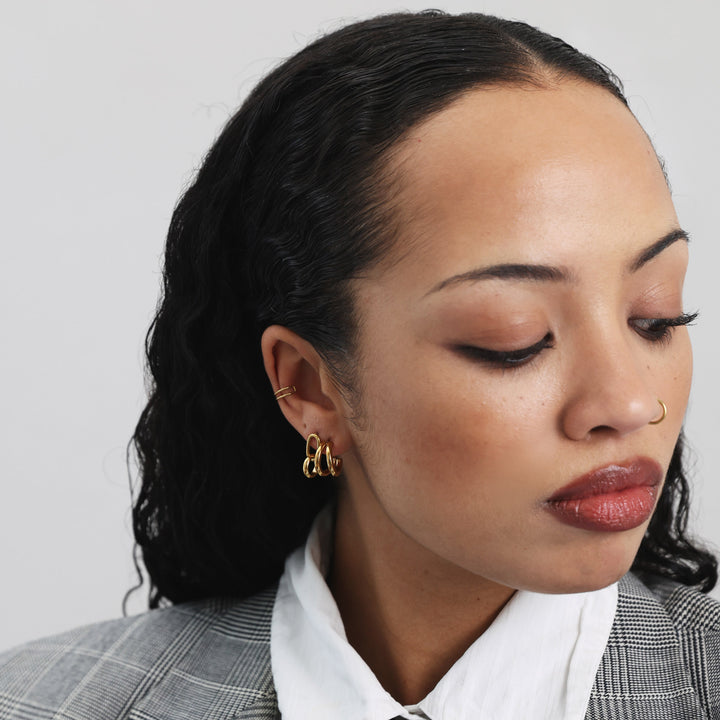 Heylin - Pendientes de aro doble de acero inoxidable