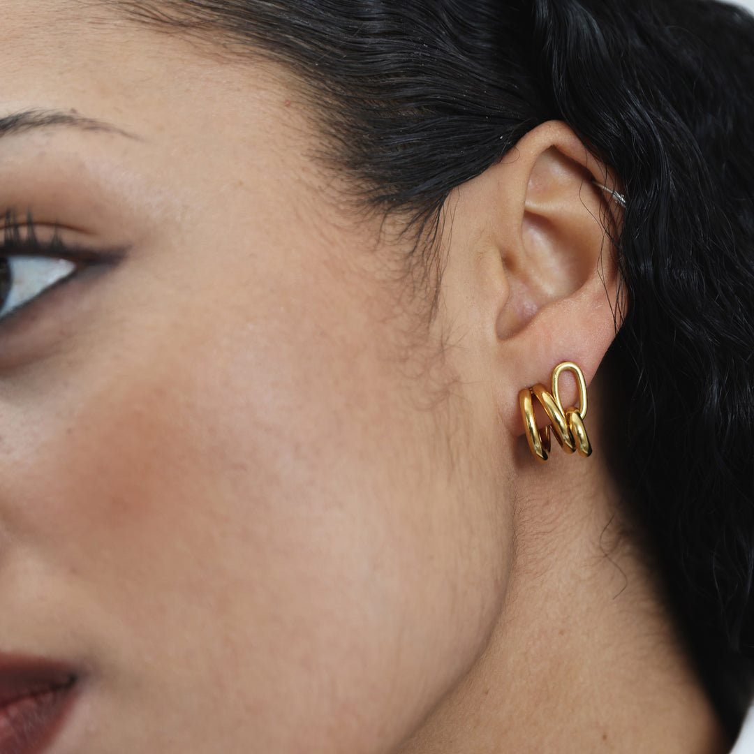 Heylin - Pendientes de aro doble de acero inoxidable