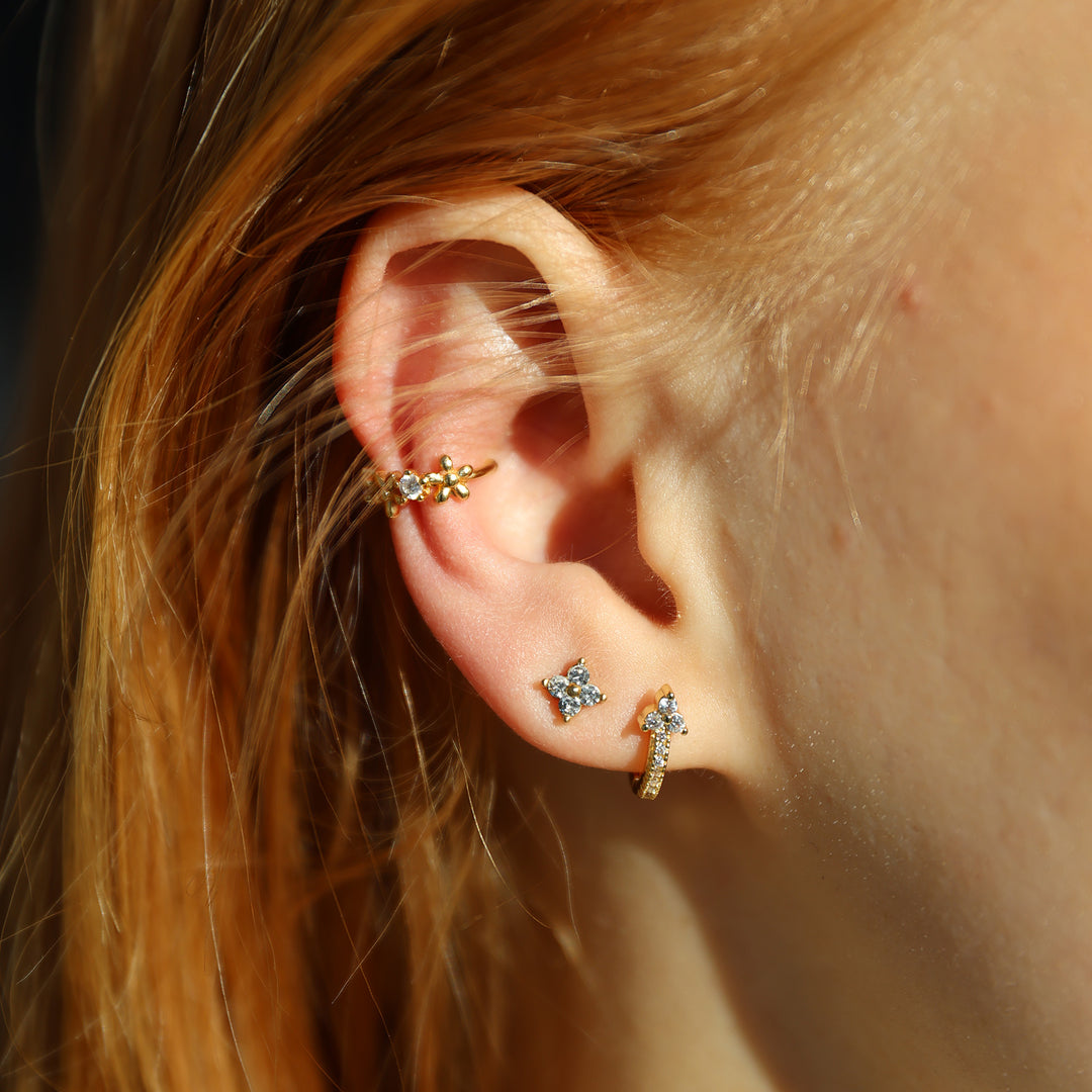 Hera - Pendientes de botón de cristal de acero inoxidable