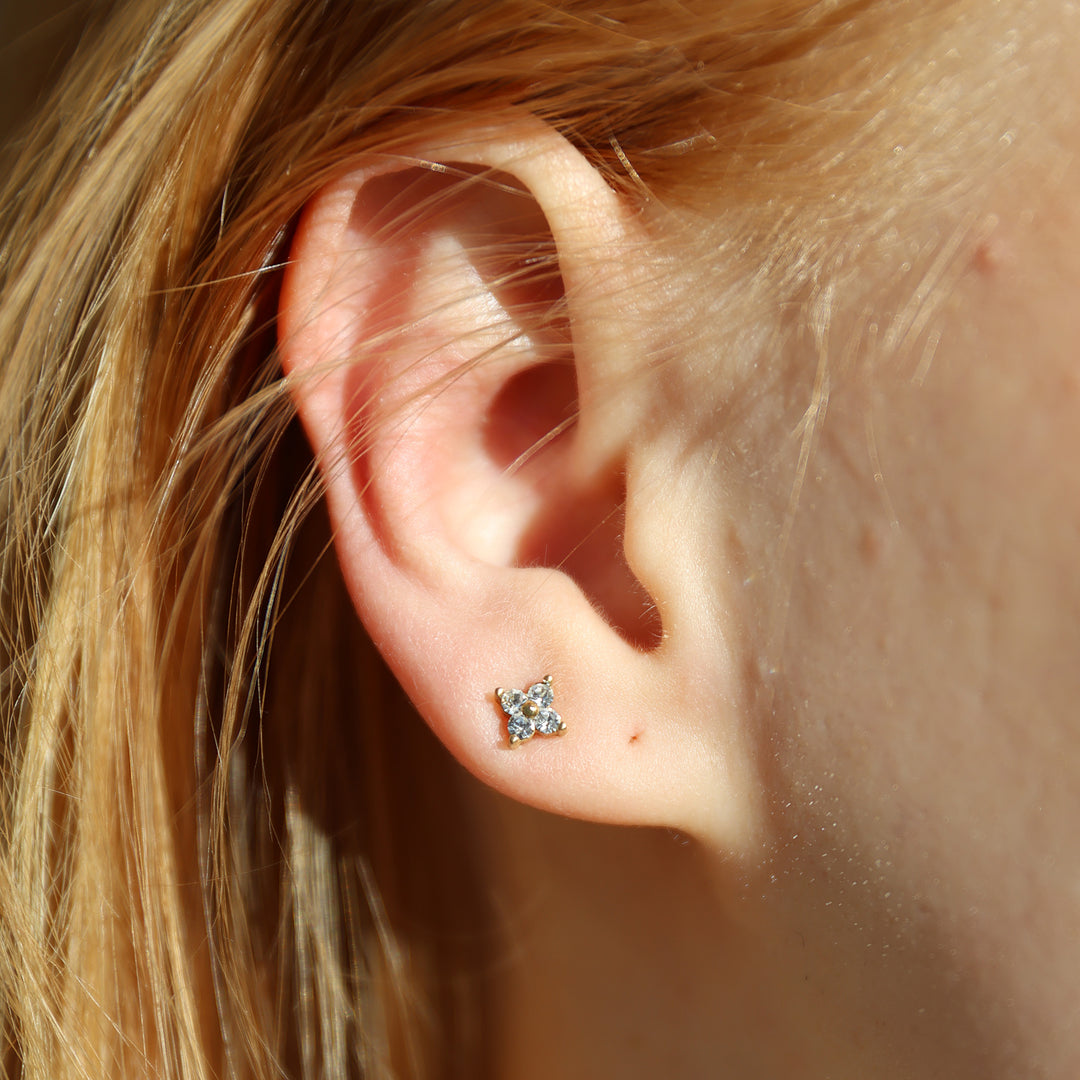 Hera - Pendientes de botón de cristal de acero inoxidable