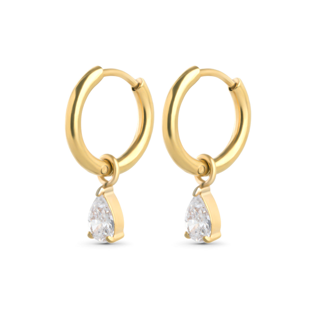 Elle - Crystal Hoop Earrings Stainless Steel
