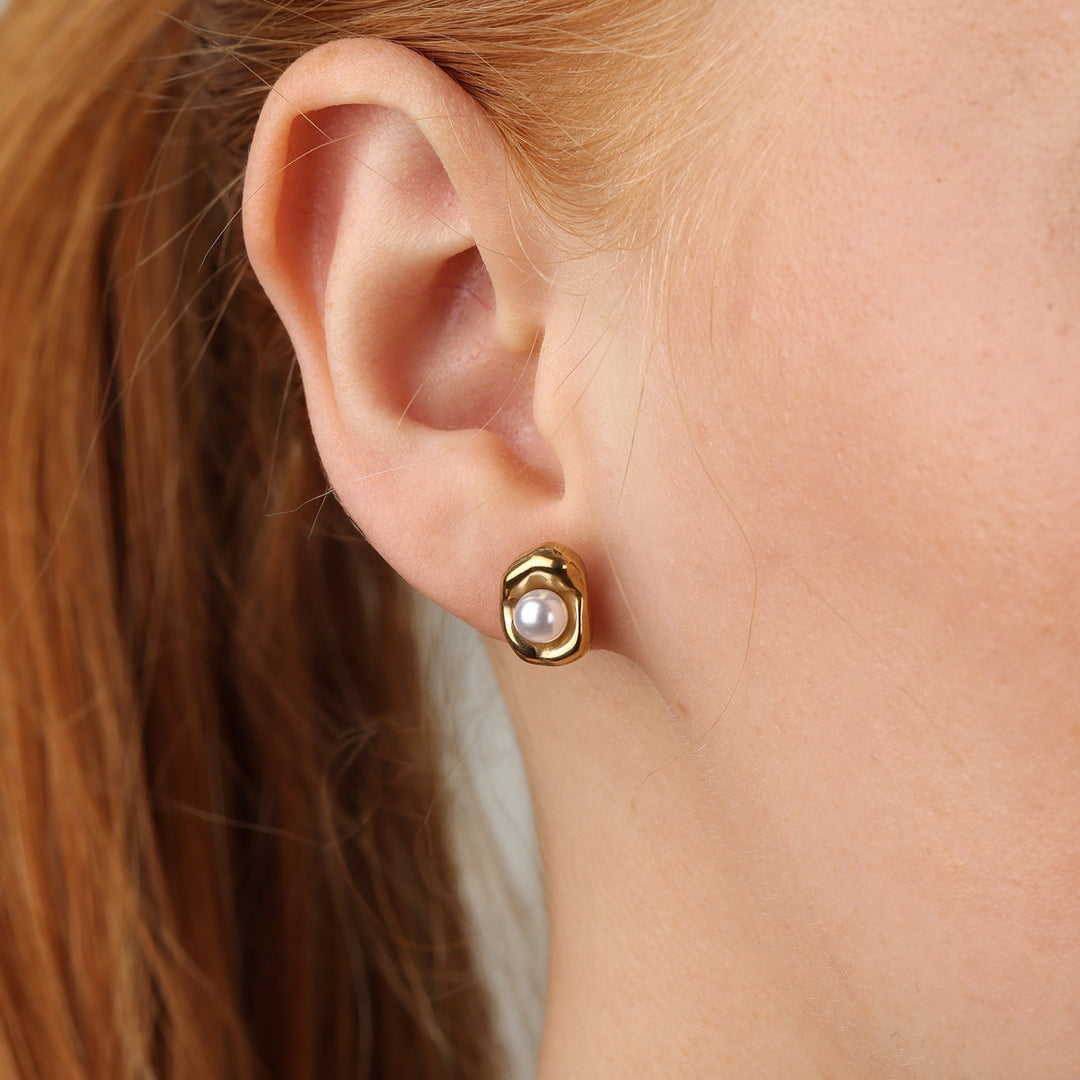 Ilse - Pendientes de perla de acero inoxidable
