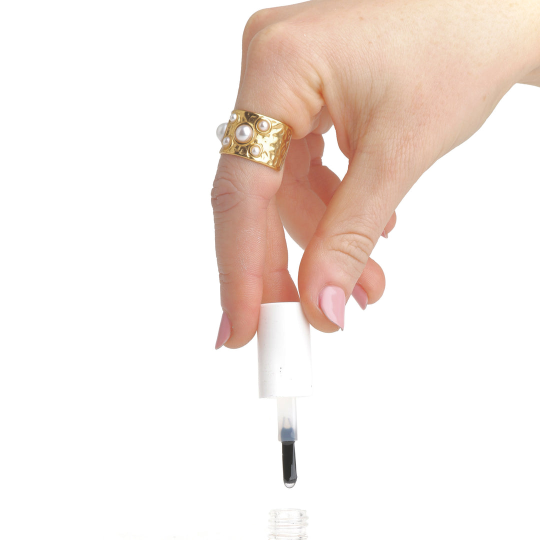 Kerstin - Anillo de Perla Martillada de Acero Inoxidable