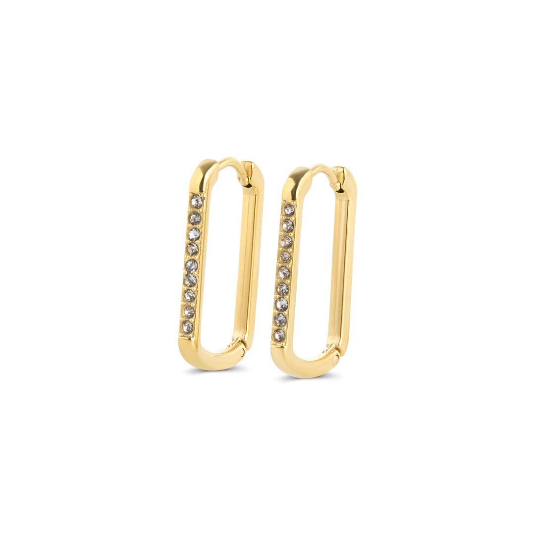 Celeste - Pendientes de aro de cristal de acero inoxidable