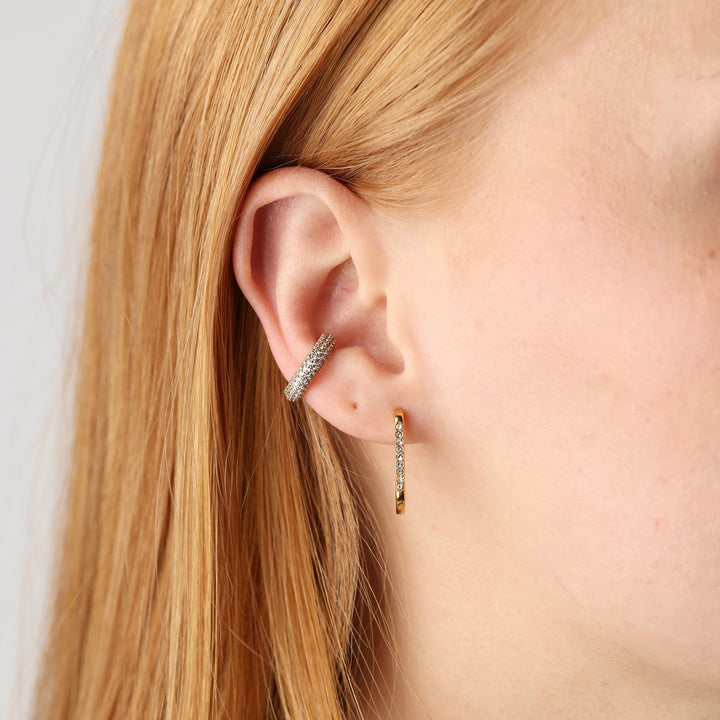 Celeste - Pendientes de aro de cristal de acero inoxidable