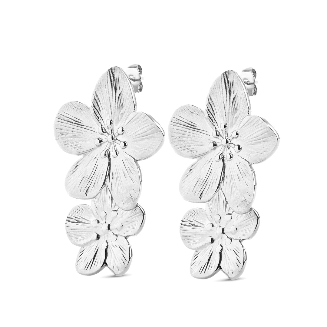 Lottie - Pendientes de flor de acero inoxidable