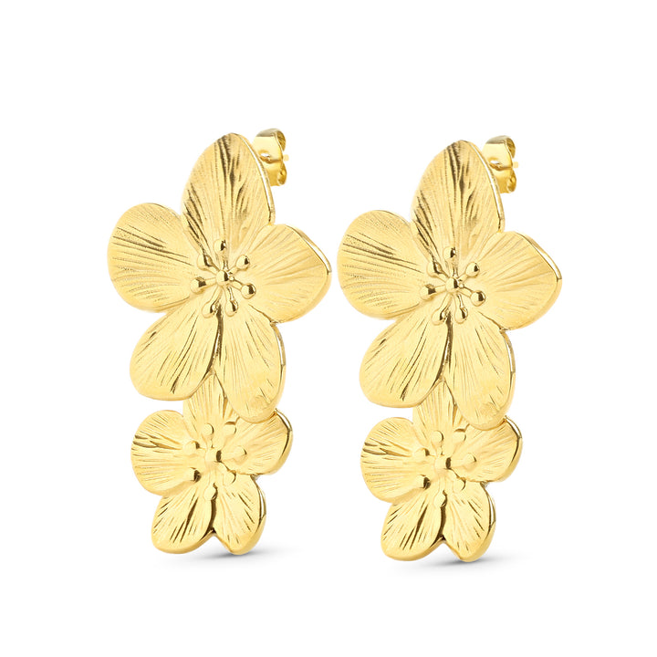 Lottie - Pendientes de flor de acero inoxidable