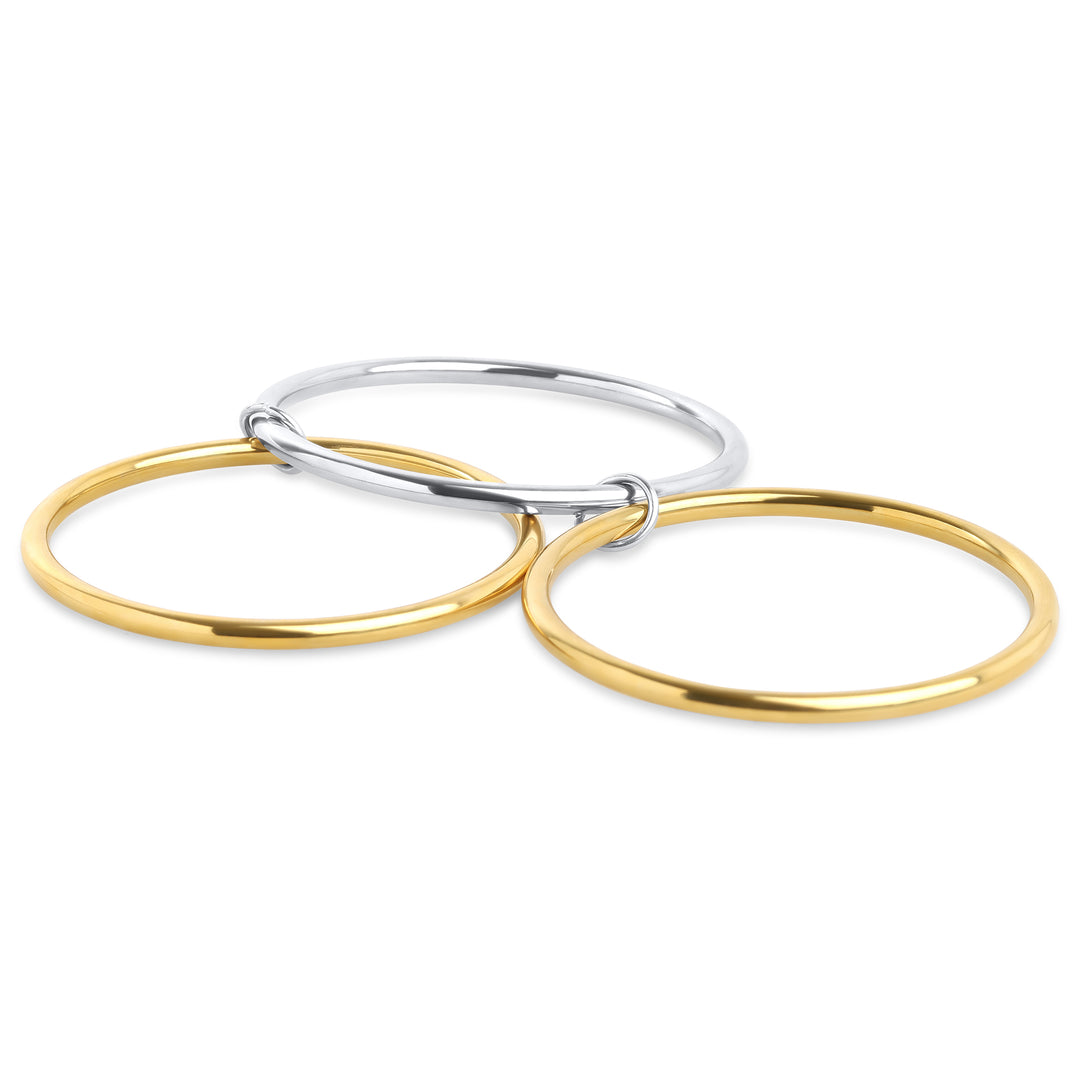 Rory - Pulsera apilable de 3 piezas de acero inoxidable