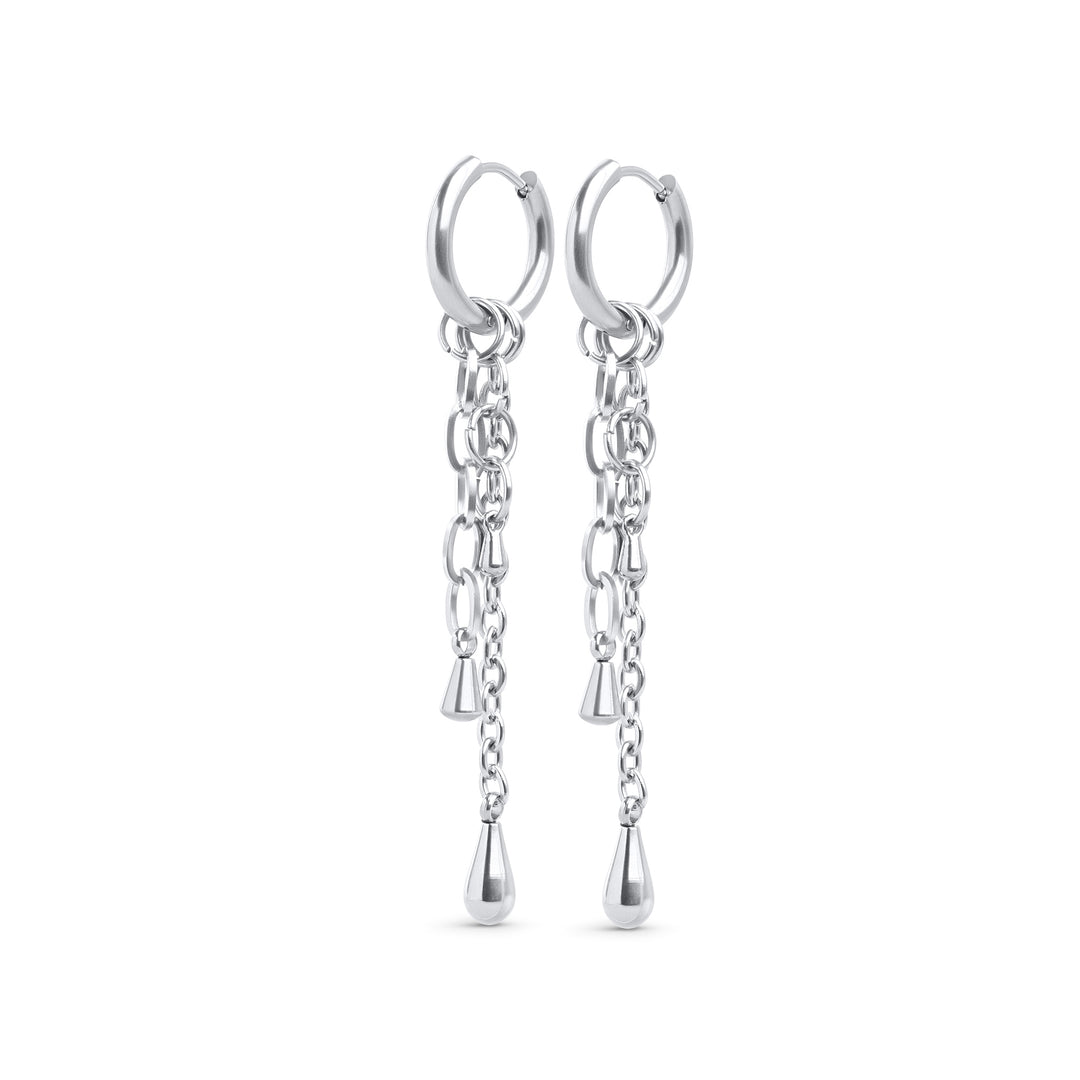 Kate - Pendientes de aro con cadena de acero inoxidable