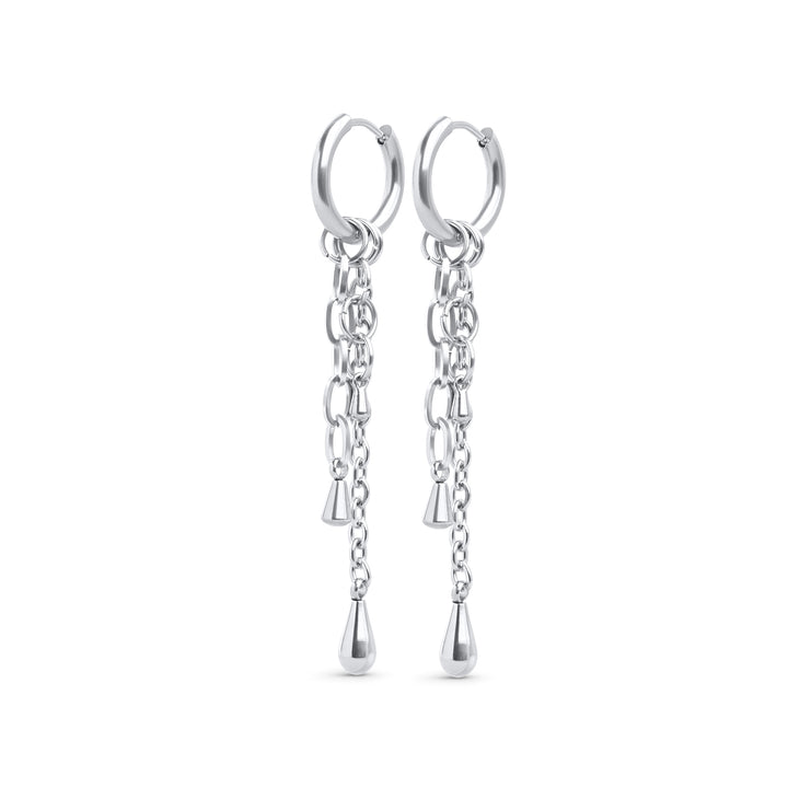 Kate - Pendientes de aro con cadena de acero inoxidable