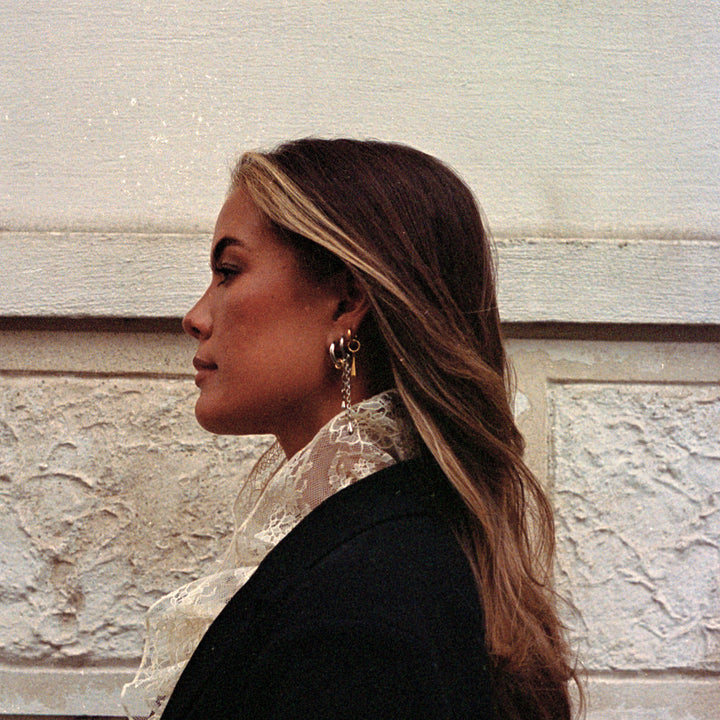 Kate - Pendientes de aro con cadena de acero inoxidable