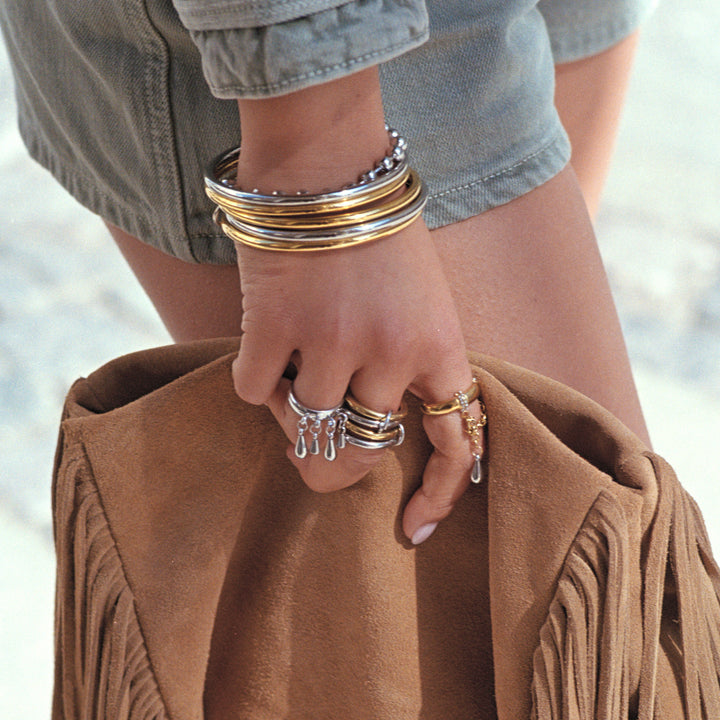 Billie - Pulsera de cuentas metálicas de acero inoxidable