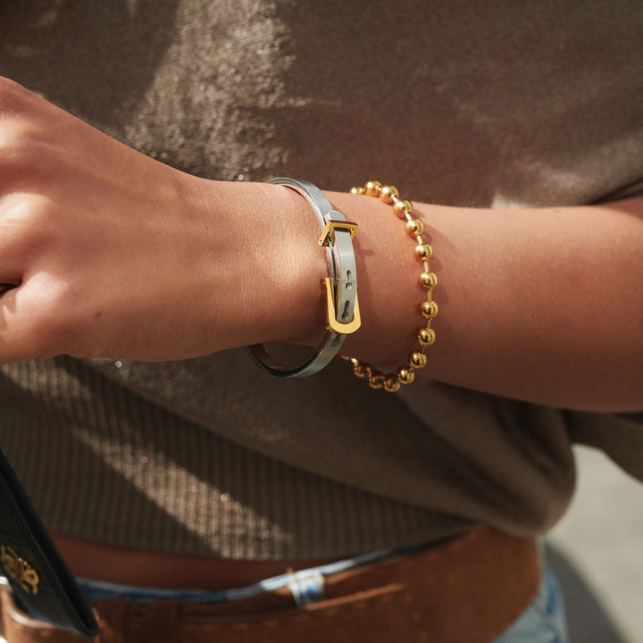 Billie - Pulsera de cuentas metálicas de acero inoxidable