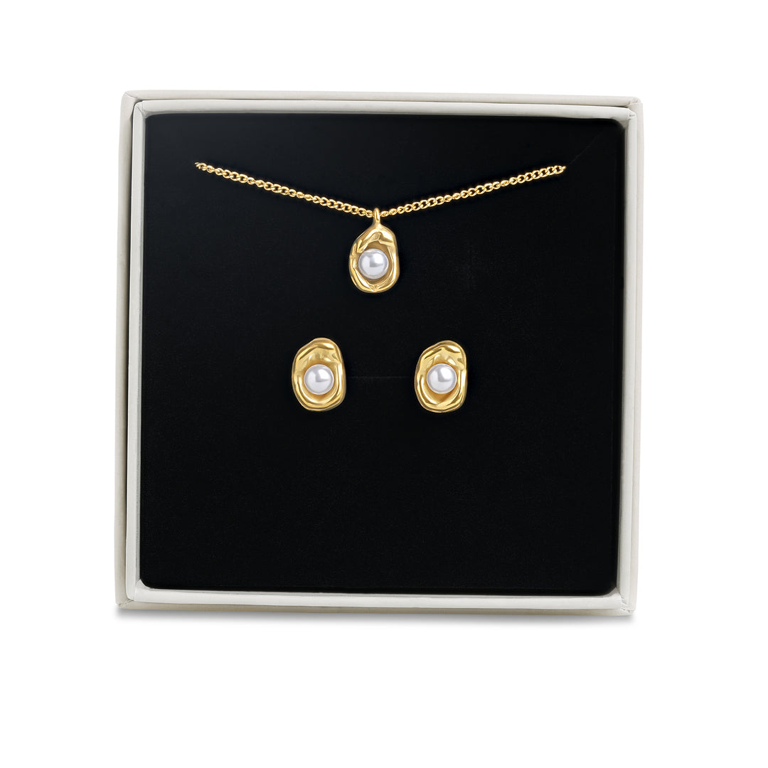 Conjunto de joyería - Pendientes Ilse y collar de acero inoxidable