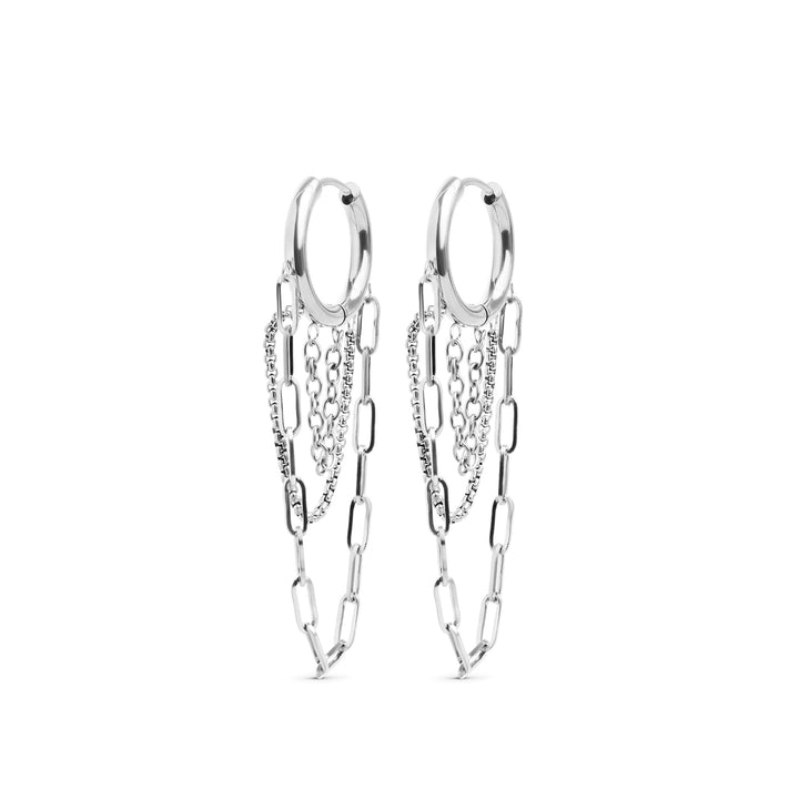 Avel - Pendientes de aro con cadena de acero inoxidable